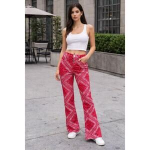 REVICE Denim Lalaland Flare Jeans Rouge Bandana Print